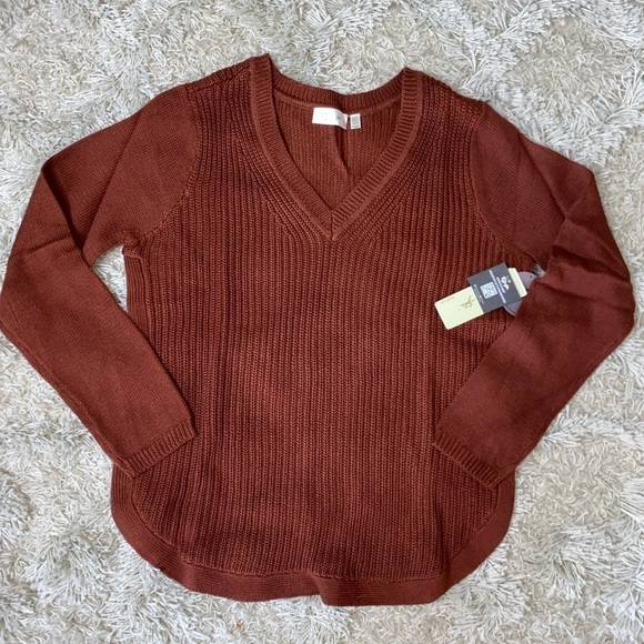 RD Style Josslyn NWT V Neck Chunky Cotton Blend  Pullover Sweater Size Large - Picture 3 of 8